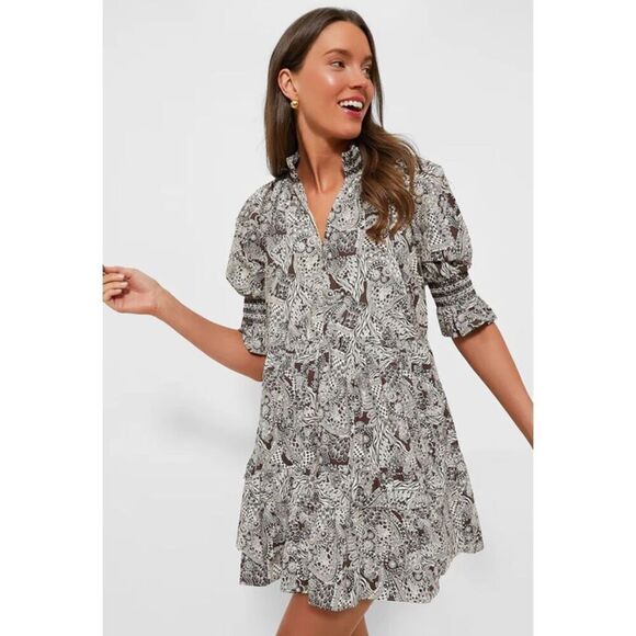 HYACINTH HOUSE Brown Floral Sawyer Mini Dress Size XL - Picture 1 of 9